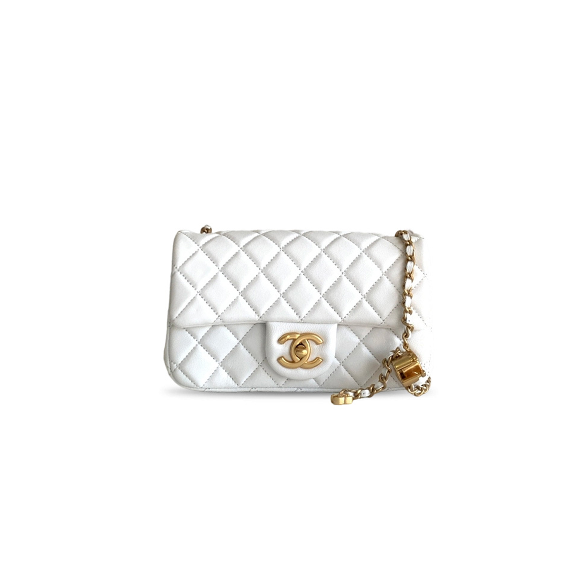 CHANEL MEDIUM FLAP BAG SHINY LANBSKIN AS5759 (20*13*7cm)